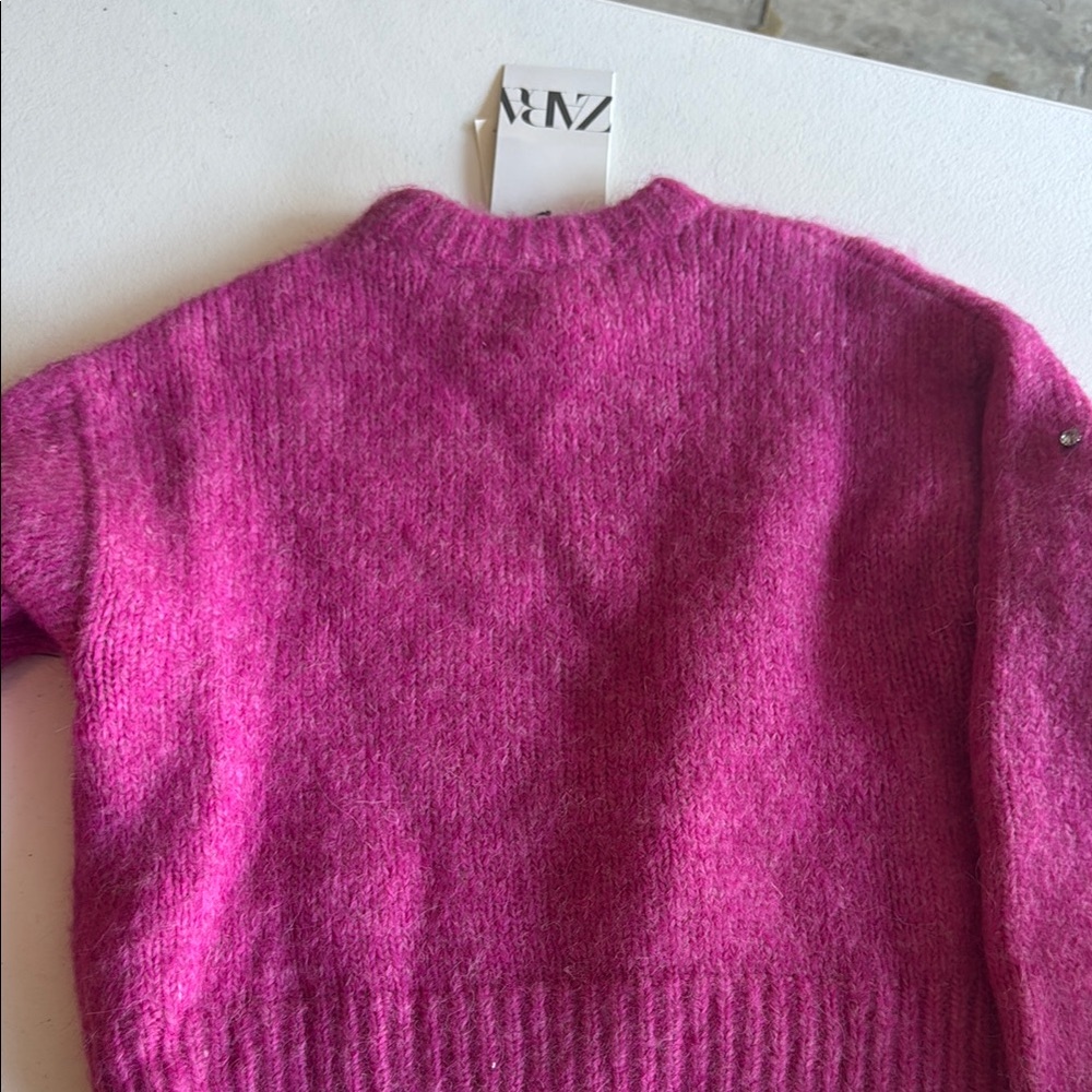 Zara Women's Fuchsia Embellished Sweater - Picture 5 of 6